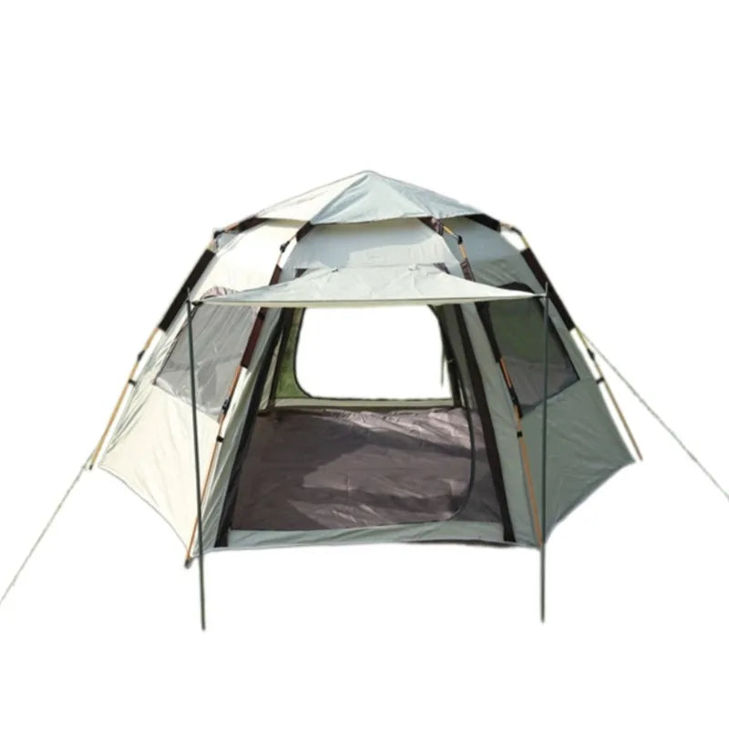 2025 Newest Silver-Coated UV Protective Quick-Pop Hexagon One Bedroom Four-Season Camping Tent 3000mm Waterproof Bathtub-Style