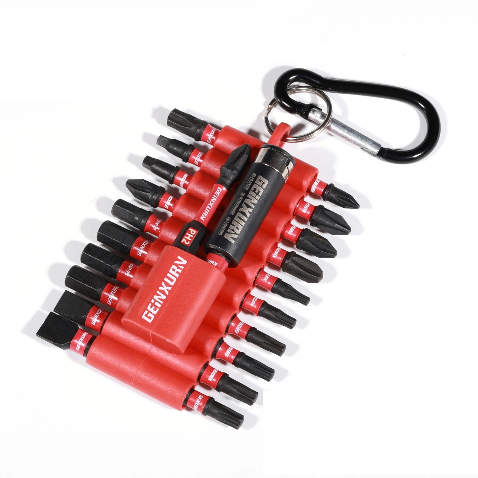 GEINXURN 22pcs Portable S2 Steel Impact Bit Socket Set PH1 2 3 T20 T25 SQ2 SL#8 Hex Screwdriver Hand Tools Hard Case 1 Year