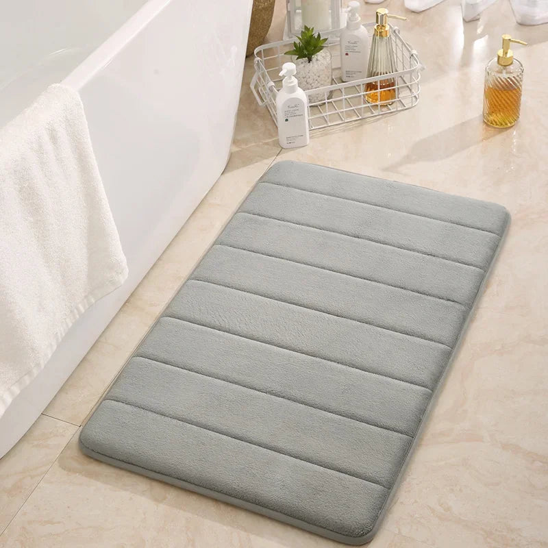 Coral Fleece Bath Mat 50*80cm PVC Memory Foam Cotton Non-slip Solid Absorbent Washable Rug for Home Bathroom Water Absorption