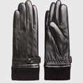 Fashion Women Knitted Cuff Winter Windproof Leather Thermal Gloves