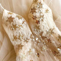 3D Embroidery Gold/Silver Star Floral Sequins Designer Dress Lace Fabric