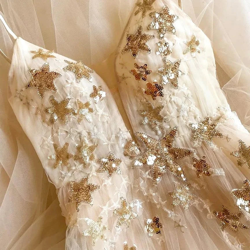 3D Embroidery Gold/Silver Star Floral Sequins Designer Dress Lace Fabric