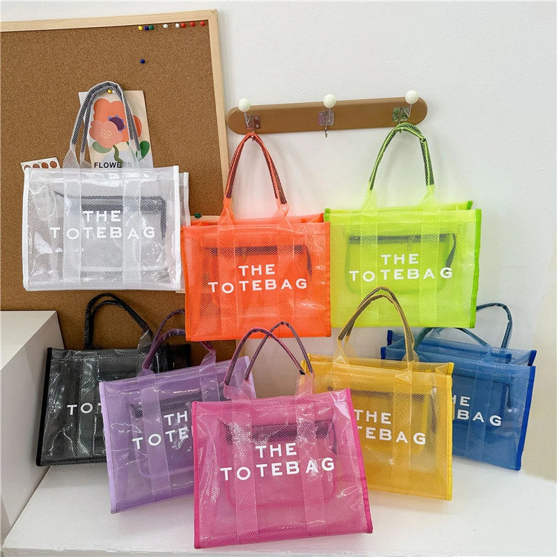 2023 Ins Hot Selling Fashion Summer Transparent Clear PVC Women Tote Bag Candy Handbag for Ladies