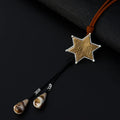 Stylish  Star Pendant Resin Dangle Brown  Leather Necklace for Girl's