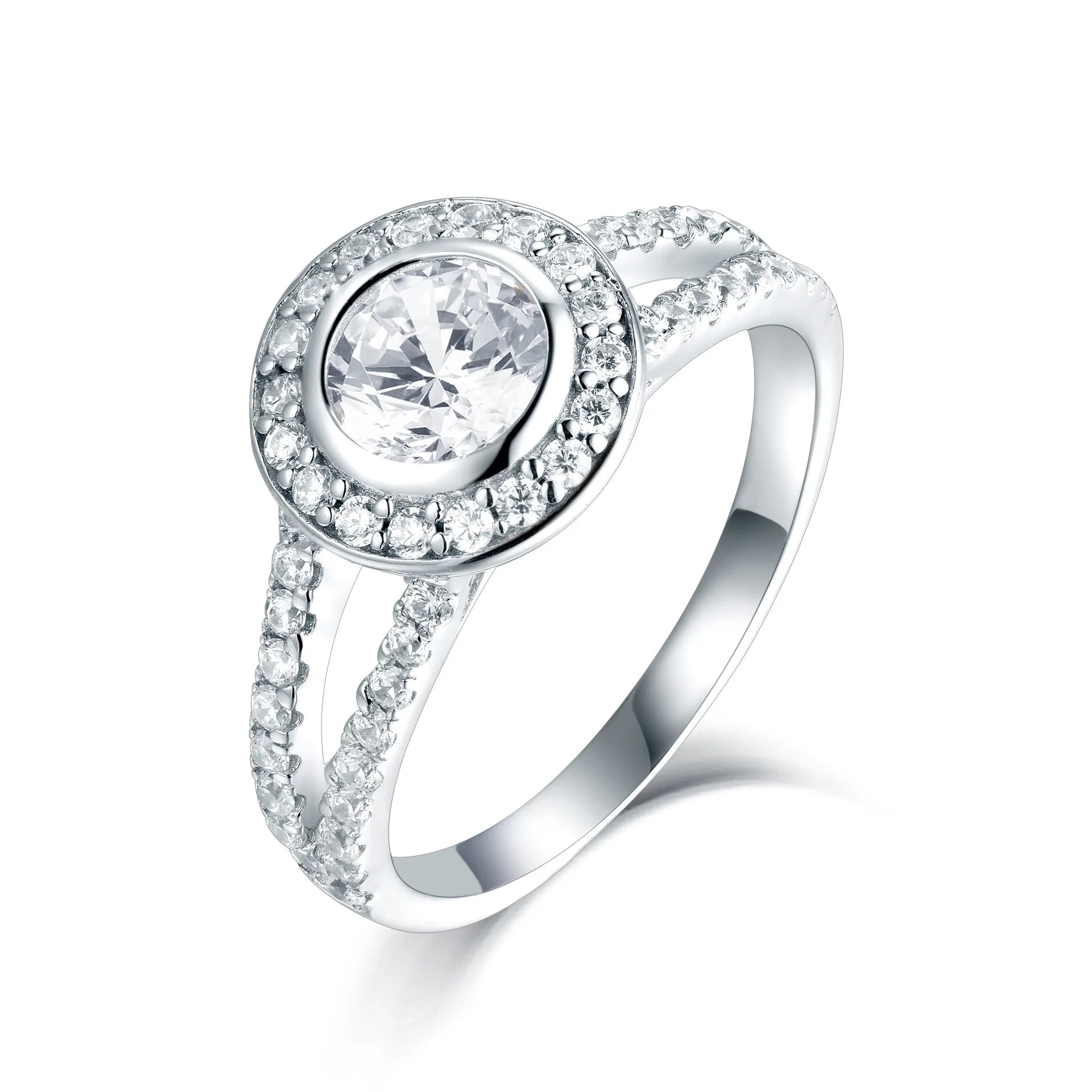 Sun Star Fashion Jewelry Rings Waterproof Cubic Zircon Rhodium Plated 925 Sterling Silver Women' s Diamond Engagement Rings