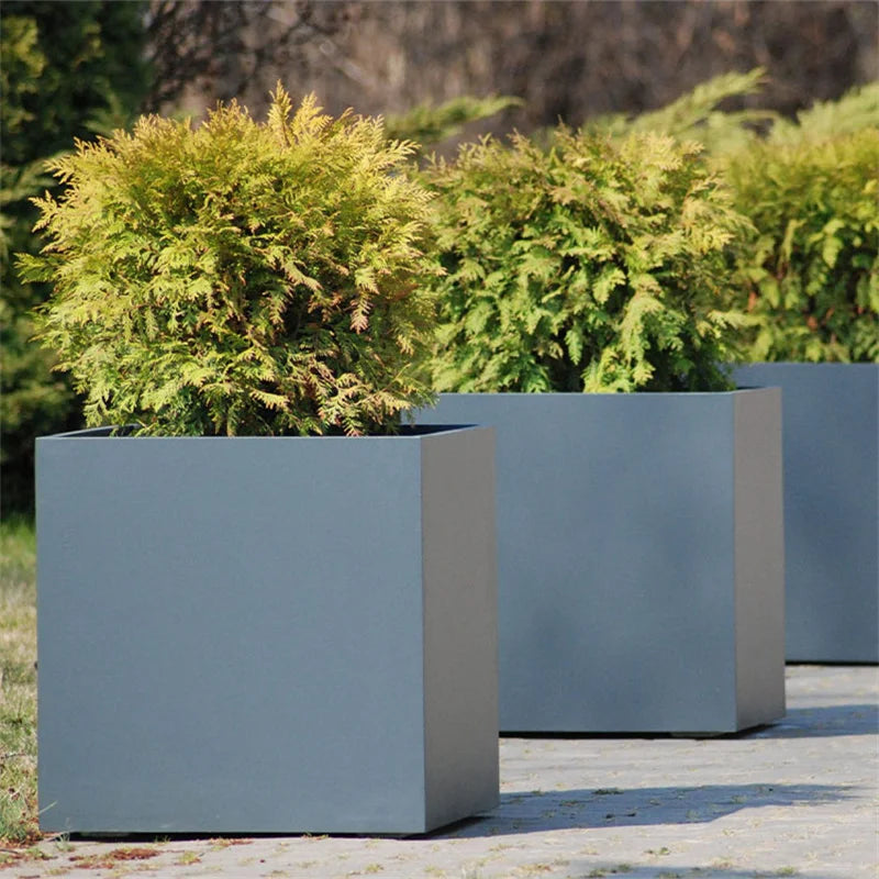 Outdoor City Street Furniture Large Steel Planters Box Outside Garden Park Contemporary Metal Flower Pots Out Door Plant Pot
