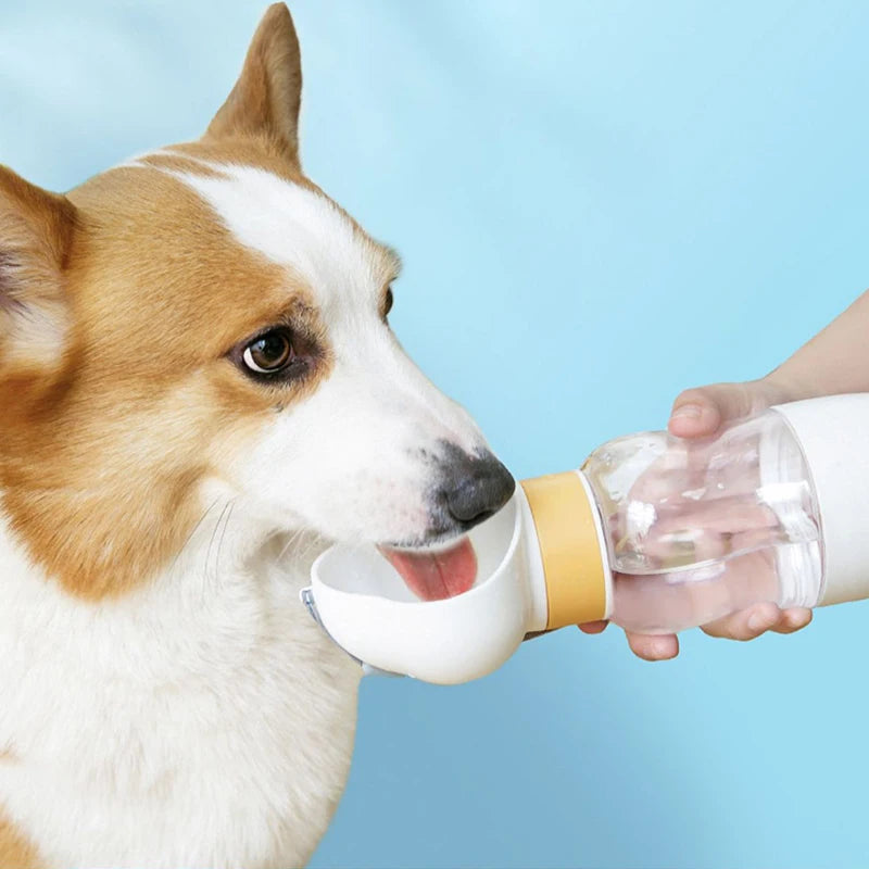 Portable 2-in-1 Multifunctional Dog Water Bottle Feeder Bowl Leak Proof for Indoor Outdoor Use Cat Friendly Travel