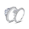 S925 Sterling Silver Crown Ring Set CZ Stackable Rings Elegant Light Luxury Wedding Couple Bands Women No Fade Jewelry