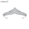 LUOTEEMI Women Elegant Crown Jewelry Hair Crown Bride Brass Tiara Bridal Crystal Pearl Crown
