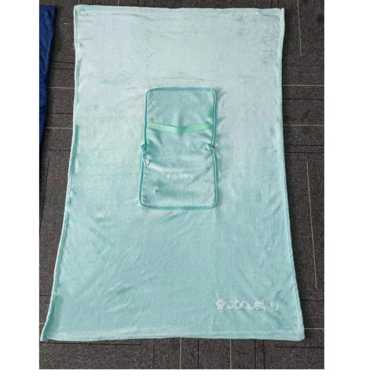 100x150cm or Custom Travel Blanket Custom 2 in 1 Solid Color Coral Fleece Blanket with Bag and Hook