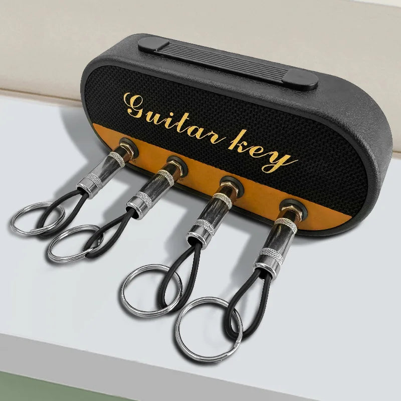 Guitar Key Holder Vintage Guitar Music Keychain Home Wall Decoration 4 Plugs Wall Mounting Keychain Rack Home Organizations MegaBDM