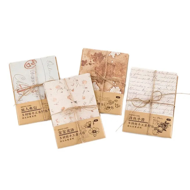 30pieces/pack Material Package Message Notepad Retro Fresh Basic DIY Notebook Collage Decorative Base Scrapbook Paper 4 Models