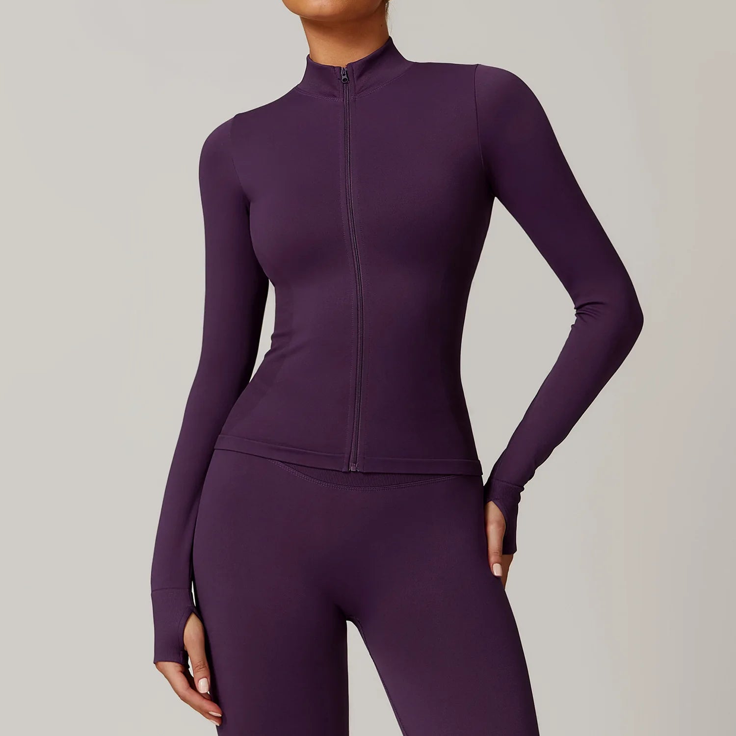 Custom logo Hot Sale New Design Ladies Soft Slim Quick Dry Full Zip up Jacket Long Sleeve Sports High Elasticity Yoga Sports Jacket