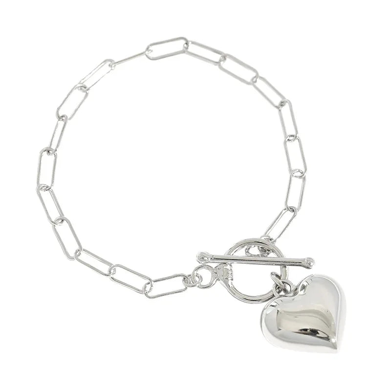 VIANRLA Handmade 925 Sterling Handmade Gold Heart Charm Bracelet