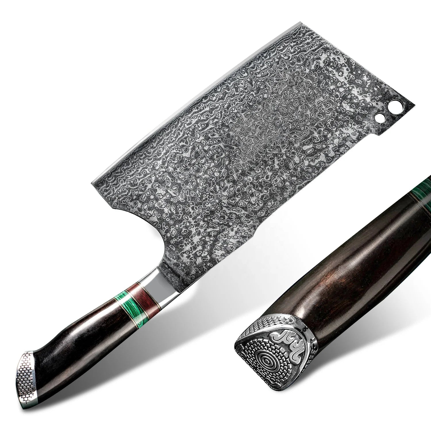 Handmade Forged Carbon Steel Damascus Chinese Chopper Cleaver with Wood Handle