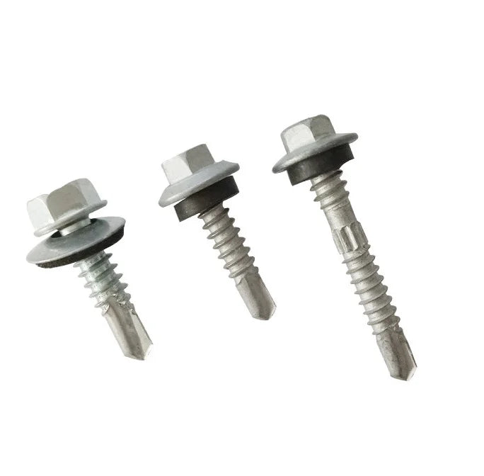 6-20 X 3/8 6.3mm Galvanised Zinc Coated Hex Head Self Drilling Roofing Tek Screws with Rubber Washe for Wood