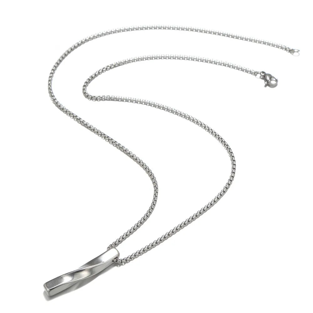 Hot Sale Trendy Stainless Steel Simple Twisted Charms Long Men Necklace Jewelry for Women Wholesale 2025