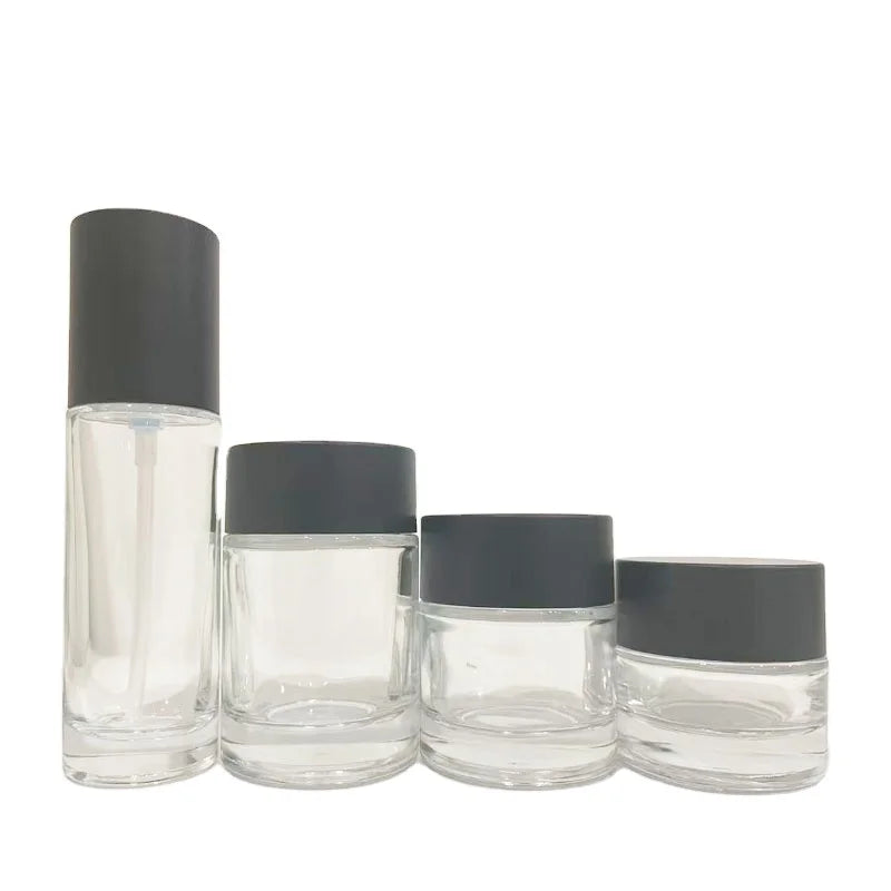 Customizable 20-120ml Cosmetic Glass Empty Bottles Stock Supply Essence Cream Emulsion Packaging Customized Color Logo