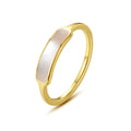 Fashion Tarnish Free Jewelry Stainless Steel Natural Shell Rings 18K Gold Plated White Shell Finger Ring YF2728