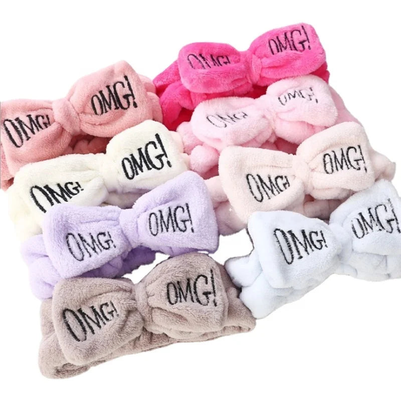 Custom Headband logo 2022 Women Fashion Makeup Bow Tie Soft Elastic Girl Spa OMG Headbands