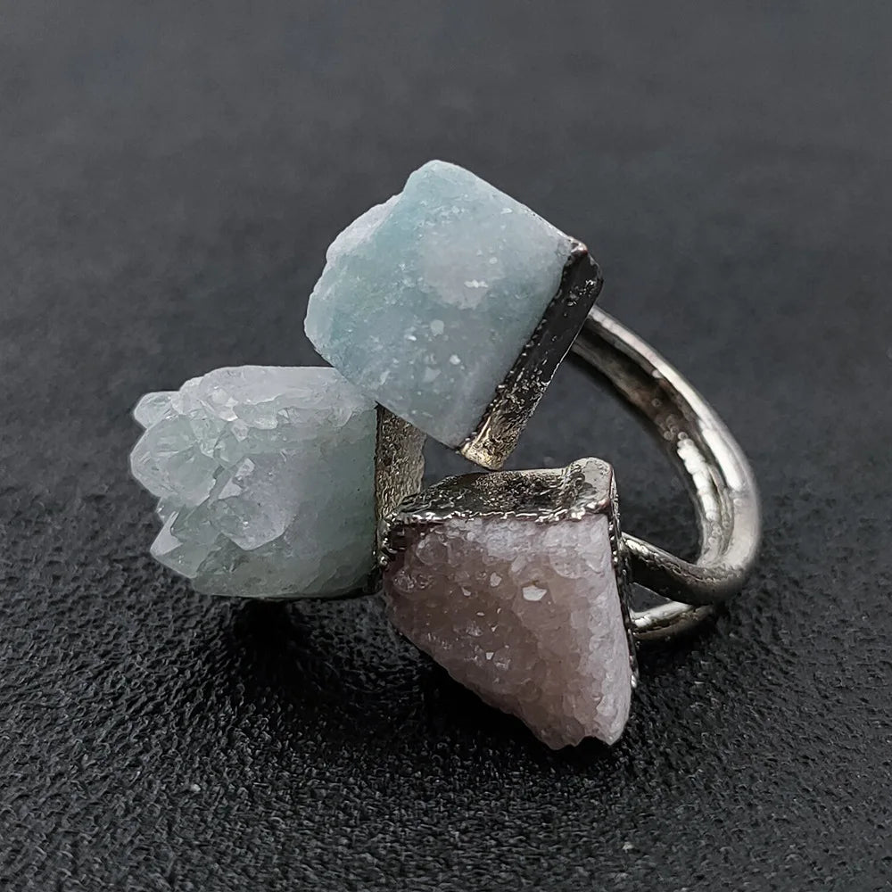 DIY Fashionable Druzy Ring Amazing Gold Plated Brass Jewelry Adjusted Druzy Ring Classic Style