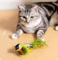 Fashion Bird Interactive Cat Toy Set Chirping Motion-Activated Flappy Bird with Catnip Soft Plush Feather Made of Durable Nylon