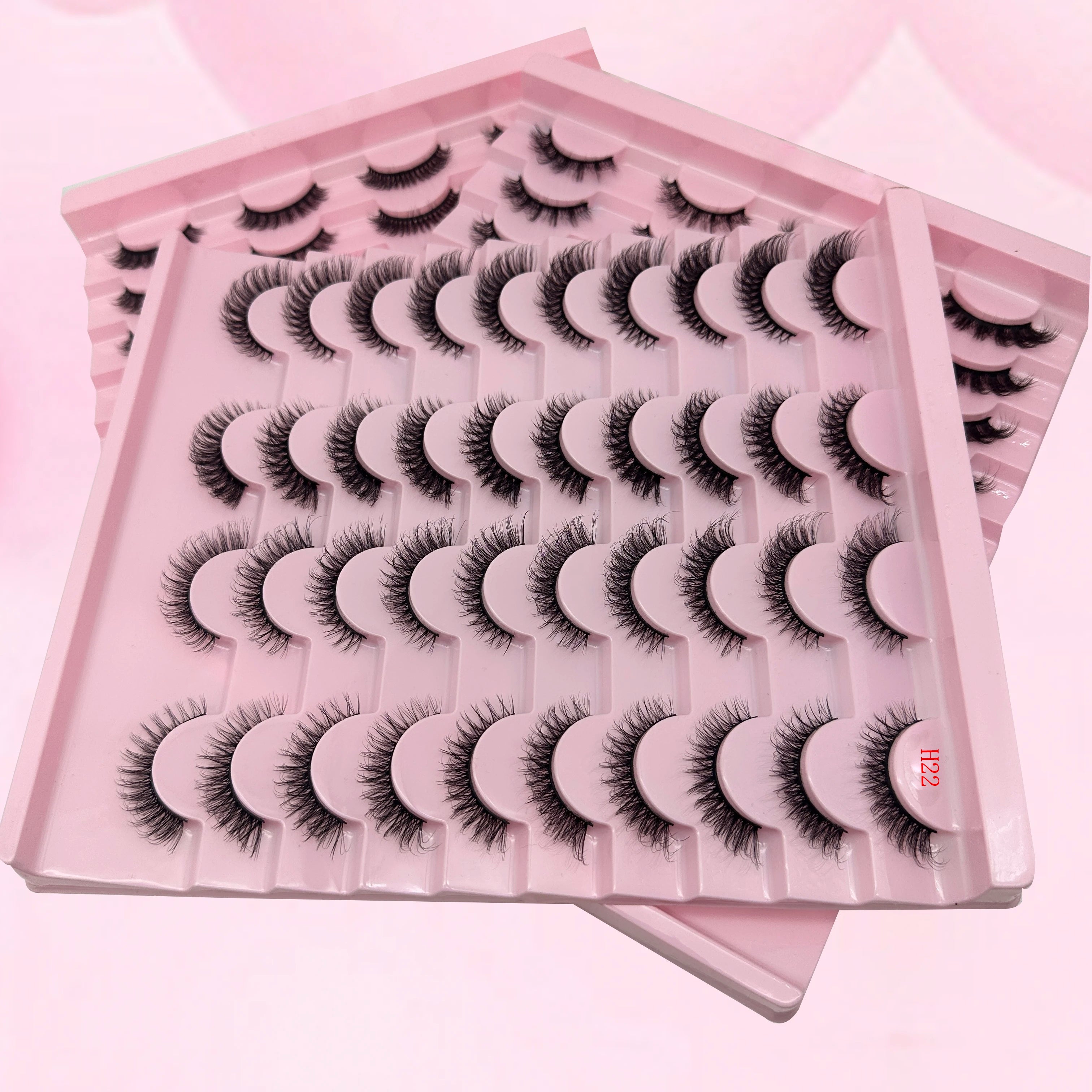 H22 20 Pairs 3D Faux Mink Lashes Natural False Eyelashes Dramatic Fluffy Soft Wispy Volume Cross Reusable Eyelash MaKeup Tools