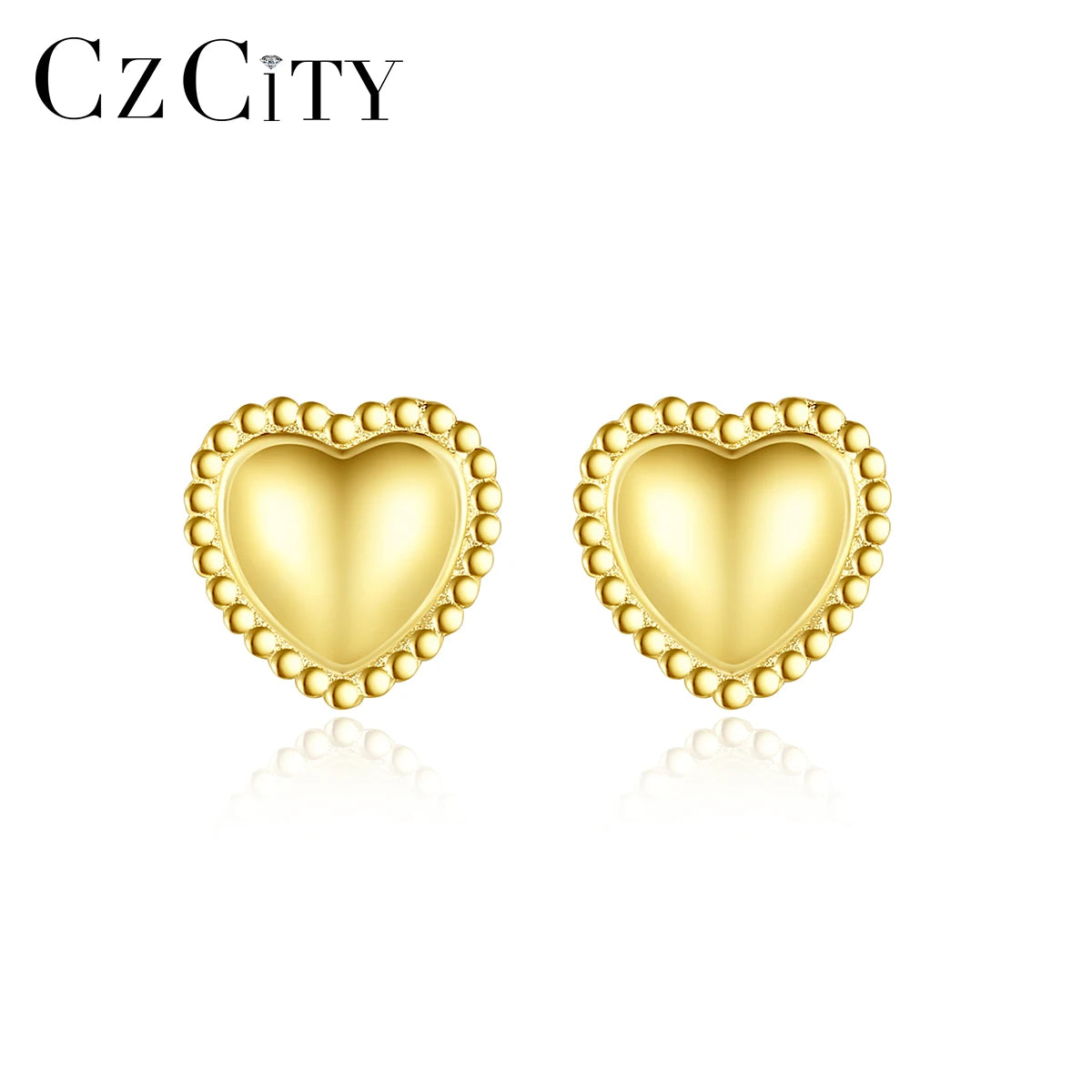 CZCITY Earing Korean Silver 925 Stud Woman Designer Jewelry Women's Charm S925 Gold Heart Earring