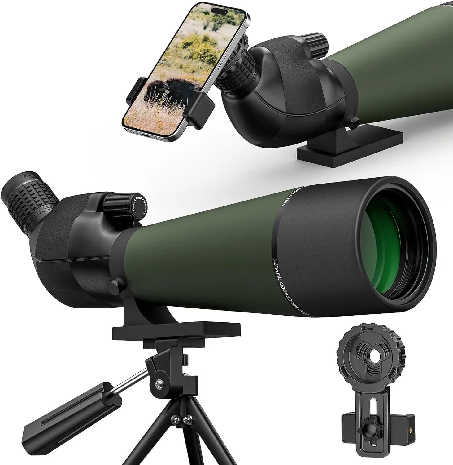 CVLIFE 20-60x80 HD BAK4 Waterproof Spotting Scope Wide Field View Phone Adapter for Bird Watching and Wildlife Viewing