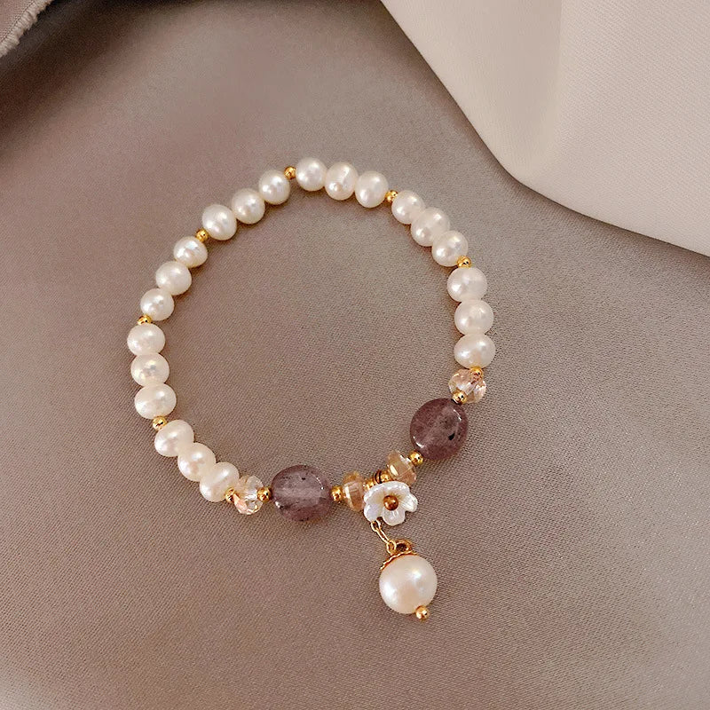 French Retro Style Freshwater Pearl  Pearl Beads Delicate Natural Crystal Stone  for Women Party Jewelry