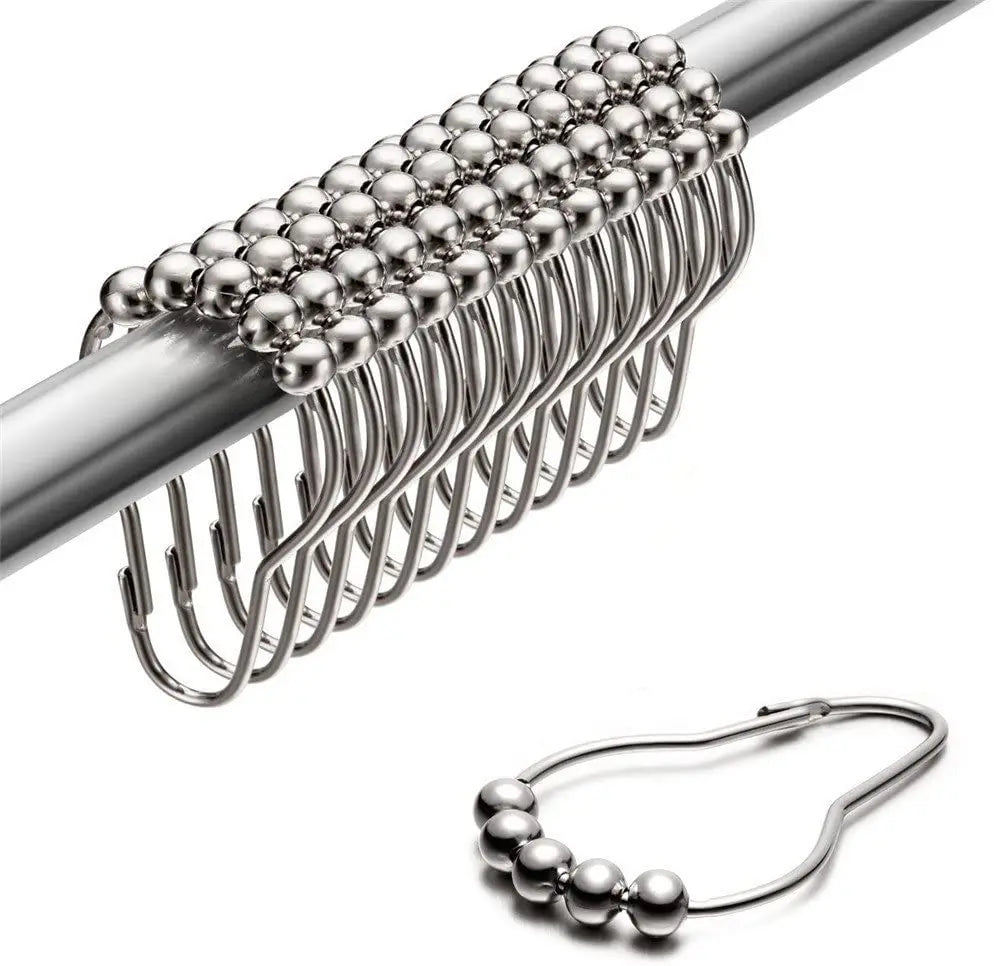 Bathroom Shower Curtain Hooks Rings Rust Resistant Metal Double Glide Shower Hooks