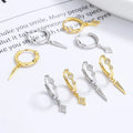 Fine Jewelry 925 Sterling Silver Statement Earrings Geometric Rhombus Cone Drop Earrings Zircon Gold Plated Hoop Earrings Women