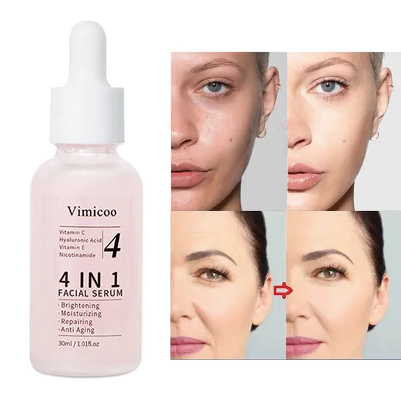 Natural Korean Beauty Private Label Facial Skin Care Face Moisturizing Nicotinamide Hyaluronic Acid Vitamin C E HA 4 in 1 Serum