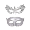 Silver Couple Metal Rhinestone Masks Venetian Masquerade Costume Mask Set Cosplay Party Ball Wedding Prom Theatrical Mask