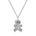 Dylam Cute Fine Fashion Jewelry 18K Gold Plated 925 Sterling Silver 5A Cubic Zirconia Bear Pendant Necklace