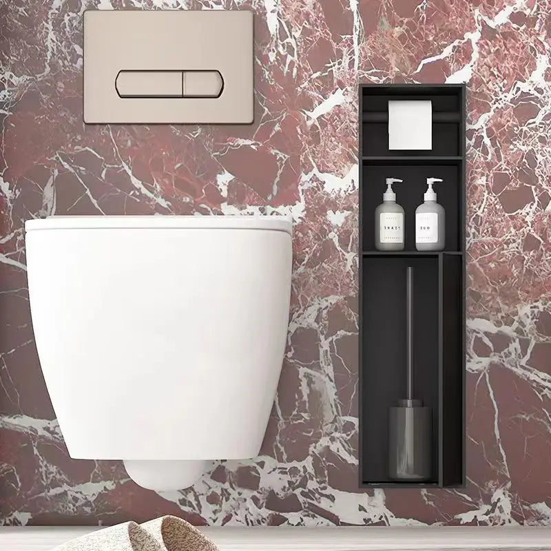 High End Customized Black 304 Stainless Steel Bathroom Paper Towels and Toilet Brush Shower Niche Accessories