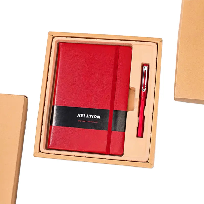 Hard Cover A5 Pu Leather Notebook Black Journal Box Gift Sets A5 Diary Notebook Gift Set Cheap Promotional Gift Set with Pen