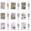 SS3-SS20 1440 pcs AB Silver Crystal FlatBack Nail Art Rhinestones 3D Glass Nail art Charms Shoes and Clothing Decoration