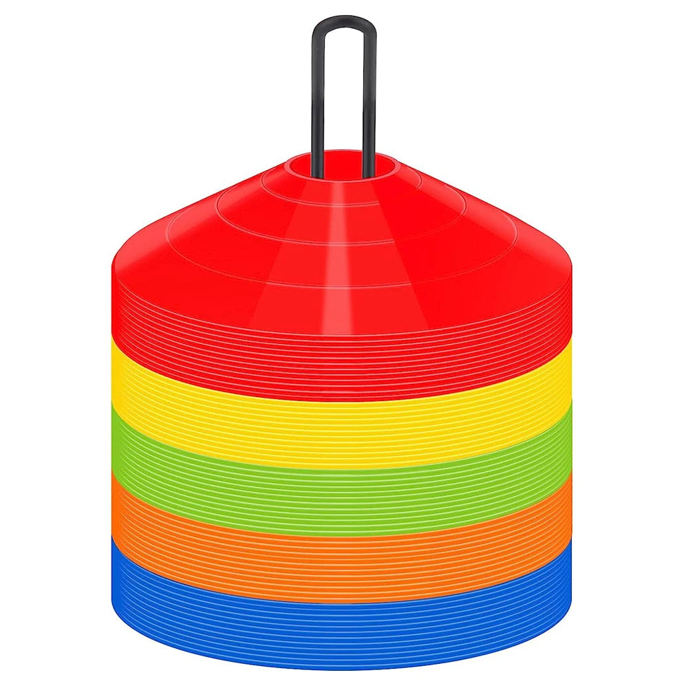 60 Pack PE Agility Soccer Cones with Carry Bag Holder for Training Drills Kid