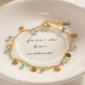 Lateefah OEM New Anklet 2023 Summer 18K Gold Stainless Steel Natural Turquoise Disc Tassel Anklet for Women