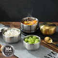 Wholesale Korean Golden 304 Stainless Steel Bowls with Lid Rice Soup Bowl Anti-fall Korean Cuisine Salad Bowl
