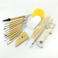 Cpatrick 19pcs DIY Craft Wood Handle Clay Sculpture Tool Set for Pottery Modeling & Sculpting Wax Pottery Modeling & Sculpting