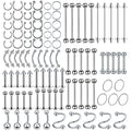 5Pc G23 Titanium Mix Body Piercing Jewelry Lot Nose Ear Belly Lip Tongue Ring Captive Bead Eyebrow Bar Piercing Lot Jewelry
