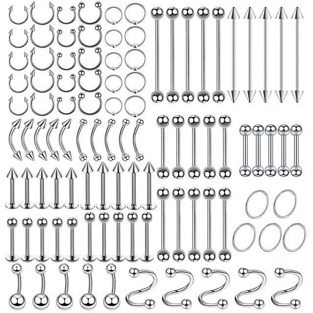 5Pc G23 Titanium Mix Body Piercing Jewelry Lot Nose Ear Belly Lip Tongue Ring Captive Bead Eyebrow Bar Piercing Lot Jewelry