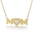 Personalized 316L Stainless Steel Mom Necklace Natural Stone Heart Gold Plated Letter Name Necklace Jewelry
