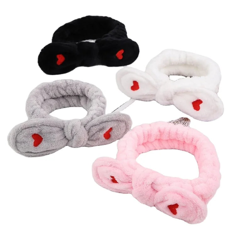 Customized Printing Logo Makeup Soft Plush Hairband Design Cosmetic Towel Headband for Spa