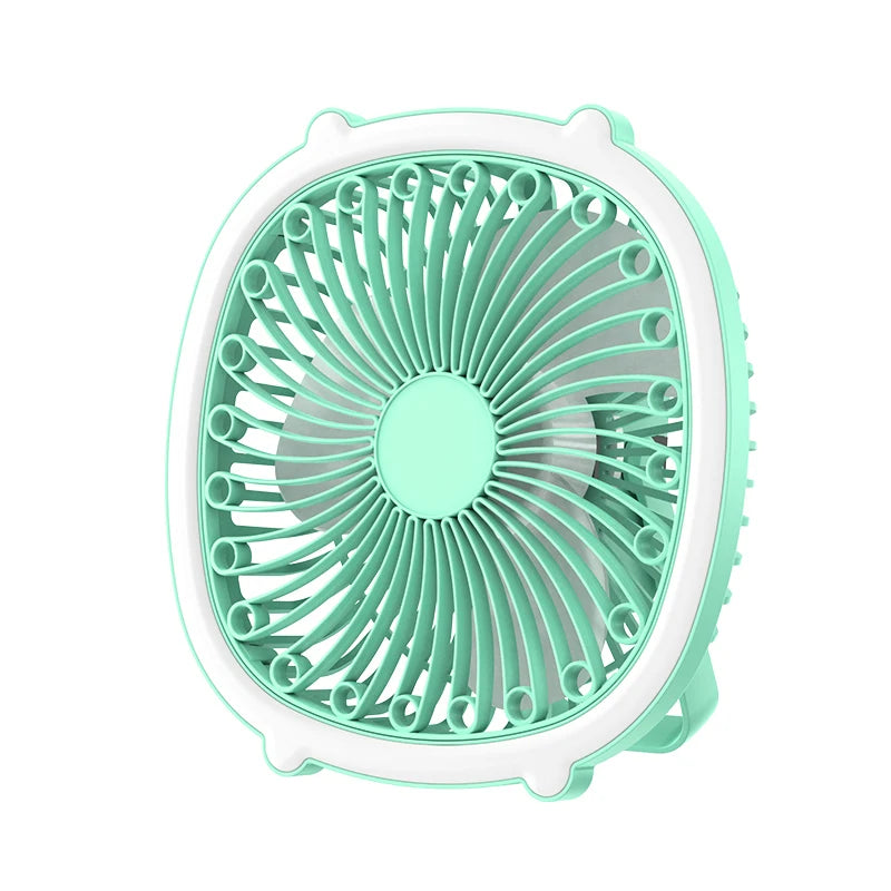 Portable Usb Rechargeable Camping Ceiling Fan Student Table Fan With Led Light Light-weight Low Noise Charging Desk Cooling Fans