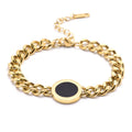 Nabest Gold Plated Roman Numerals Shell Charm Bracelet Stainless Steel Cuban Chain Punk Bracelets Jewelry Women