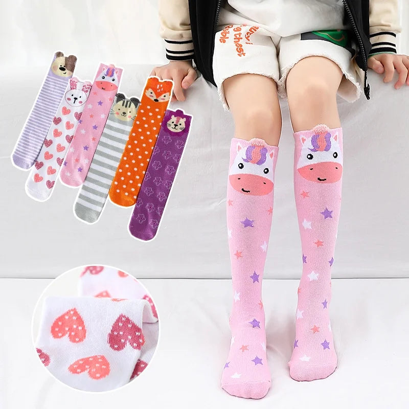 Wholesale Cute Cat Rabbit Animal Long Socks Girls Kids Children Cotton Knee High Length Socks