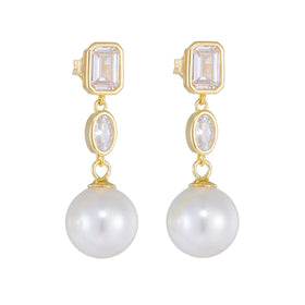 Vintage Style Pearl Dangle Earrings Delicate Sterling Silver Jewelry for Women